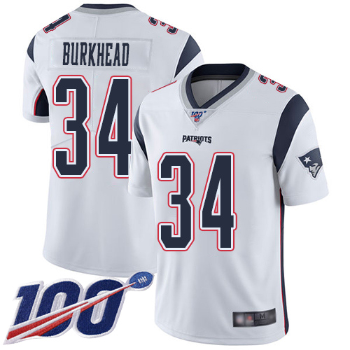 New England Patriots Football #34 Vapor Untouchable 100th Season Limited White Men Rex Burkhead Road NFL Jersey